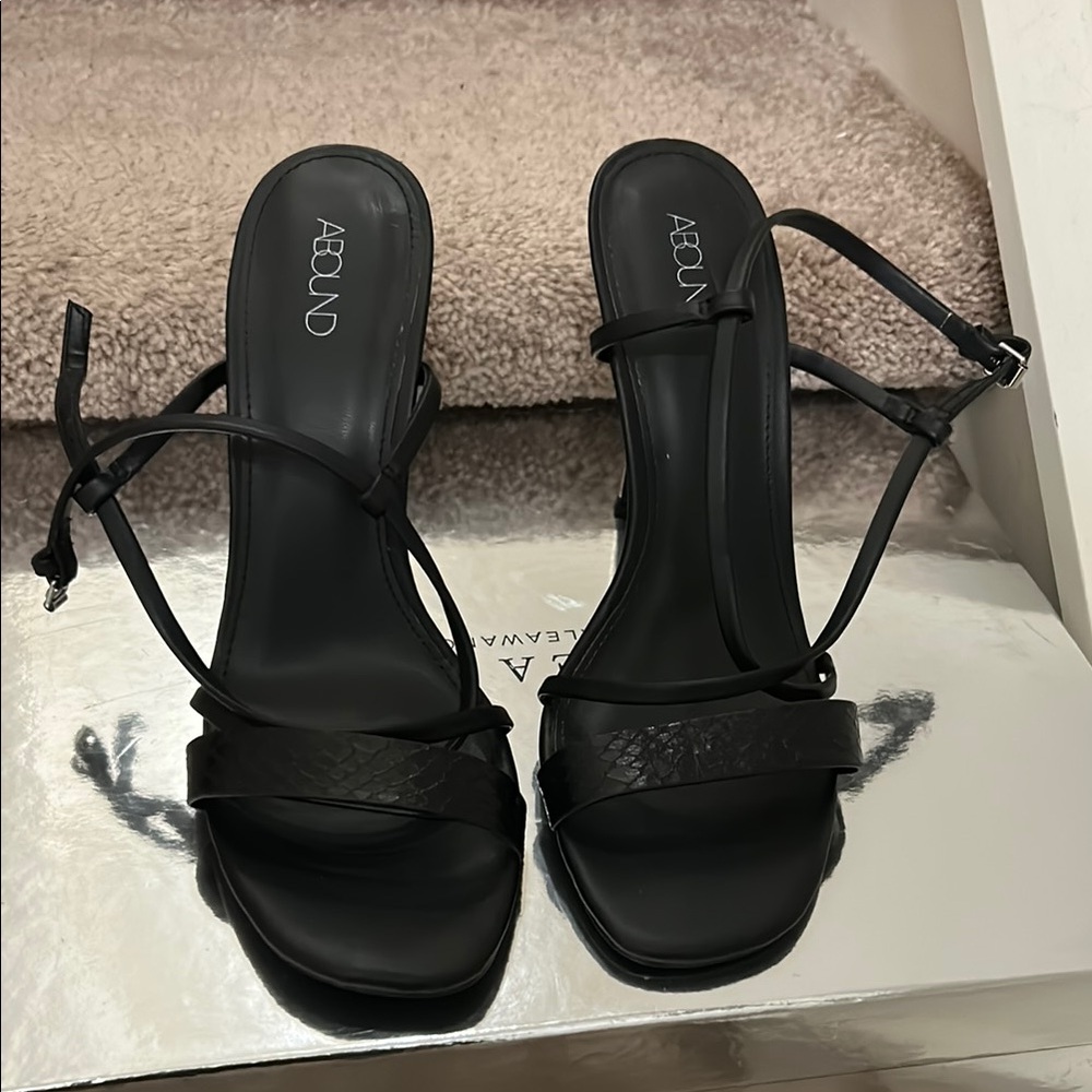 Abound Black Strappy Kitten Heels